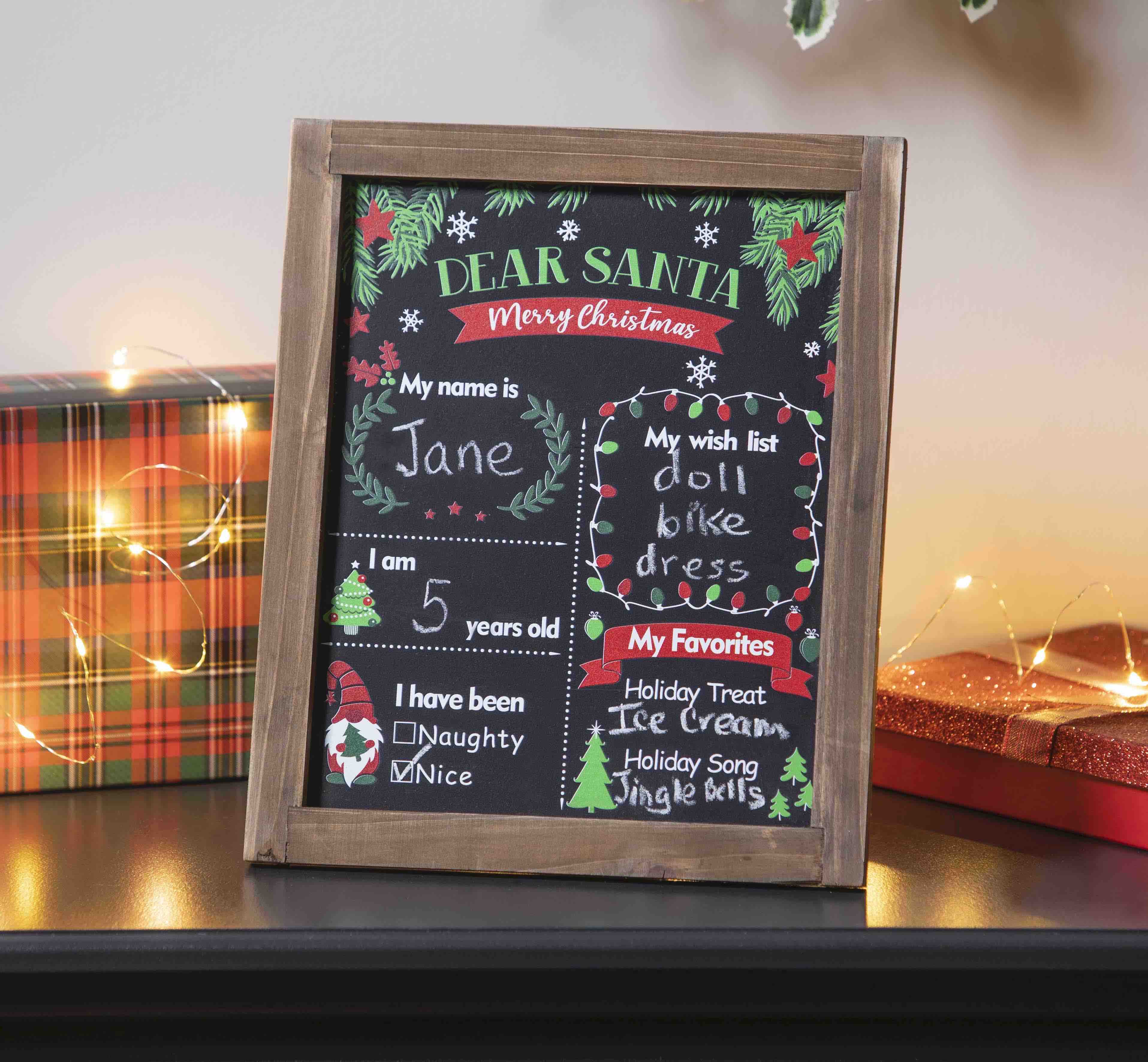 Dear Santa Chalkboard Tabletop Sign